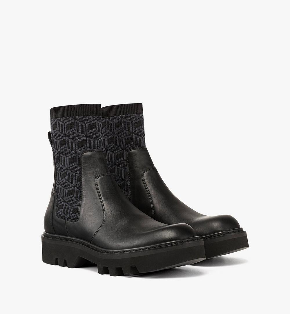 Cubic Knit Boots in Calf Leather 1